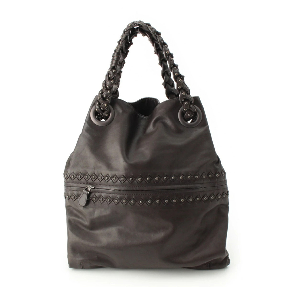 Bottega Veneta Leather Studded Handbag Black